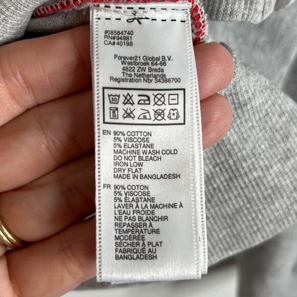 Forever 21 Women's Track Jacket S Gray Zip Up Funnel Neck Long Sleeve Stretch - Picture 7 of 7